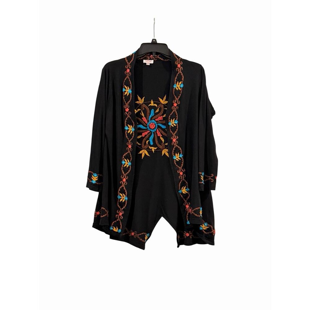 Women’s Luv 2 Luv Embroidered Kimono Open Cardigan Size XL Boho Festival
